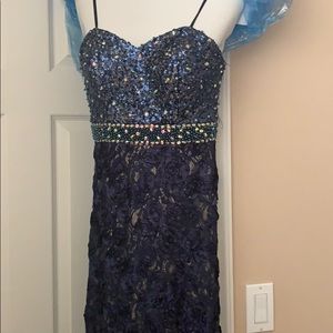 Jovani lined lace and sequin gown.  GORGEOUS!